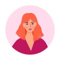 The avatar of a woman in a circle. The girl s head.Minimalism. Vector illustration in a cartoon flat style