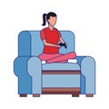 Avatar woman relaxed sitting on couch