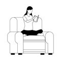 Avatar woman relaxed sitting on couch reading a book