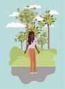 Avatar woman trees and clouds vector design Royalty Free Stock Photo