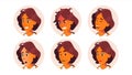 Avatar Woman Vector. Facial Emotions. Icon Placeholder. Face Silhouette. Various Expression. Office Worker. Cartoon Royalty Free Stock Photo