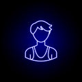 avatar wrestler line icon in blue neon style. Signs and symbols can be used for web logo mobile app UI UX