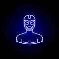 avatar wrestler line icon in blue neon style. Signs and symbols can be used for web logo mobile app UI UX