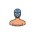 Avatar wrestler outline colored icon. Signs and symbols can be used for web logo mobile app UI UX