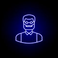 avatar writer outline icon in blue neon style. Signs and symbols can be used for web logo mobile app UI UX