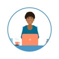 Avatar of a young African American girl who works on a laptop