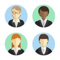 Avatars business women in costumes of different nationalities. Flat design