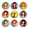 Avatars, business women flat icons set isolated on white background for web and mobile application.