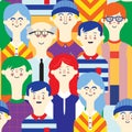 Avatars character people set. Flat, female, male pattern, seamless, tile, background