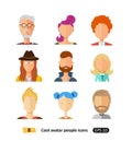 Avatars cool flat icons different clothes,tones and hair styles