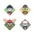 Avatars of hipster animals in ugly Christmas sweaters