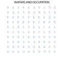 avatars and occupation icons, signs, outline symbols, concept linear illustration line collection Royalty Free Stock Photo