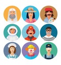 avatars profession icons set isolated on white background