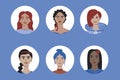 Avatars women in a circle, set of beautiful women faces, Isolated vector stock illustration as Modern beauty and fashion concept Royalty Free Stock Photo