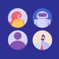 Avatars of women, men, chat bot, unknown. Concept of user pic, face icons. Vector illustration in flat design for representing Royalty Free Stock Photo