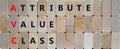 AVC attribute value class symbol. Concept words AVC attribute value class on wooden blocks. Beautiful wooden background, copy