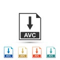 AVC file document icon. Download AVC button icon isolated on white background. Set elements in colored icons Royalty Free Stock Photo