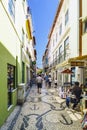 Aveiro, Portugal / August 23, 2017: Classical facade of the village very decorated with pink mosaics representing flowers in