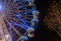 AVEIRO, PORTUGAL - CIRCA DECEMBER 2018: Fonte Nova`s garden with Christmas market and colored ferris wheel near Ria de Aveiro at Royalty Free Stock Photo