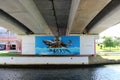 Aveiro, Portugal - June 15, 2018: Graffiti under a bridge.