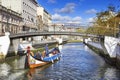 AVEIRO, PORTUGAL - MARCH 21, 2017: City canal and Traditional bo Royalty Free Stock Photo