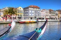 AVEIRO, PORTUGAL - MARCH 21, 2017: Traditional boats in Vouga ri Royalty Free Stock Photo