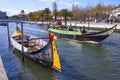 AVEIRO, PORTUGAL - MARCH 21, 2017: Vouga river with traditional boats Royalty Free Stock Photo