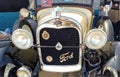 Old yellow Ford Model A Phaeton 1929. Front view. Grill. Expo Fierros 2021 classic car show Royalty Free Stock Photo