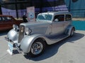 Old silver Ford Tudor 1933. Expo Fierros 2021 classic car show Royalty Free Stock Photo