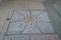 Avengers cast place hand prints in cement at Hollywood`s Chinese Theatre, Los Angeles, California, United States of America