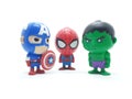 Avengers Hulk Spiderman Captain America Plastic from Movie Toys Model in White Isolated Background