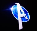 The Avengers logo by Marvel on the screen