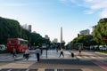 Avenida 9 de Julio and Obelisco de Buenos Aires in the background Royalty Free Stock Photo
