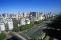 Avenida 9 de Julio, widest avenue in the world, and El Obelisco, The Obelisk, Buenos Aires, Argentina Royalty Free Stock Photo