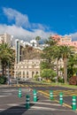 Avenida Maritima, Oficina de Correos and the church Ermita de San Telmo on La Palma, Canary Islands