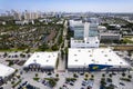 Aventura, Florida, USA - Aerial of Aventura Commons Shopping Mall, with major tenants Best Buy and Ulta Beauty.