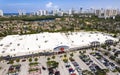 Aventura, Florida, USA - Aerial of a Target Hypermart Store at Aventura Commons Shopping Mall. Skyline of Sunny