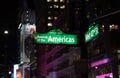 Avenue Of The Americas And 42nd St. Corner Street Sign In Bryant Park. New York City.