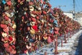 Avenue of Bridal trees from metal with closed locks of love on B