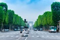 Avenue des Champs-Elysees and Arc de Triomphe. Royalty Free Stock Photo