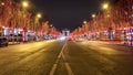 Avenue des Champs Elysees and Arc de Triomphe at night, Paris Royalty Free Stock Photo
