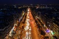 Avenue des Champs Elysees, Paris, at night Royalty Free Stock Photo
