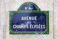 Avenue des Champs Elysees sign Royalty Free Stock Photo