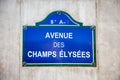 Avenue des Champs Elysees street sign, Paris, France Royalty Free Stock Photo