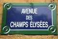 Avenue des Champs Elysees street sign in Paris, France. Royalty Free Stock Photo