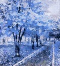 The avenue of dreams in the park, blue