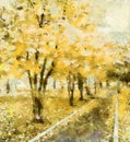 The avenue of dreams in the park, yellow