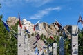 The Avenue of Flags at Mount Rushmore National Monument, USA. Sunny day, blue sky. Royalty Free Stock Photo