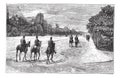 Avenue Foch or Avenue du Bois de Boulogne in Paris France vintage engraving