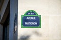 Avenue Matignon street sign, Paris, France